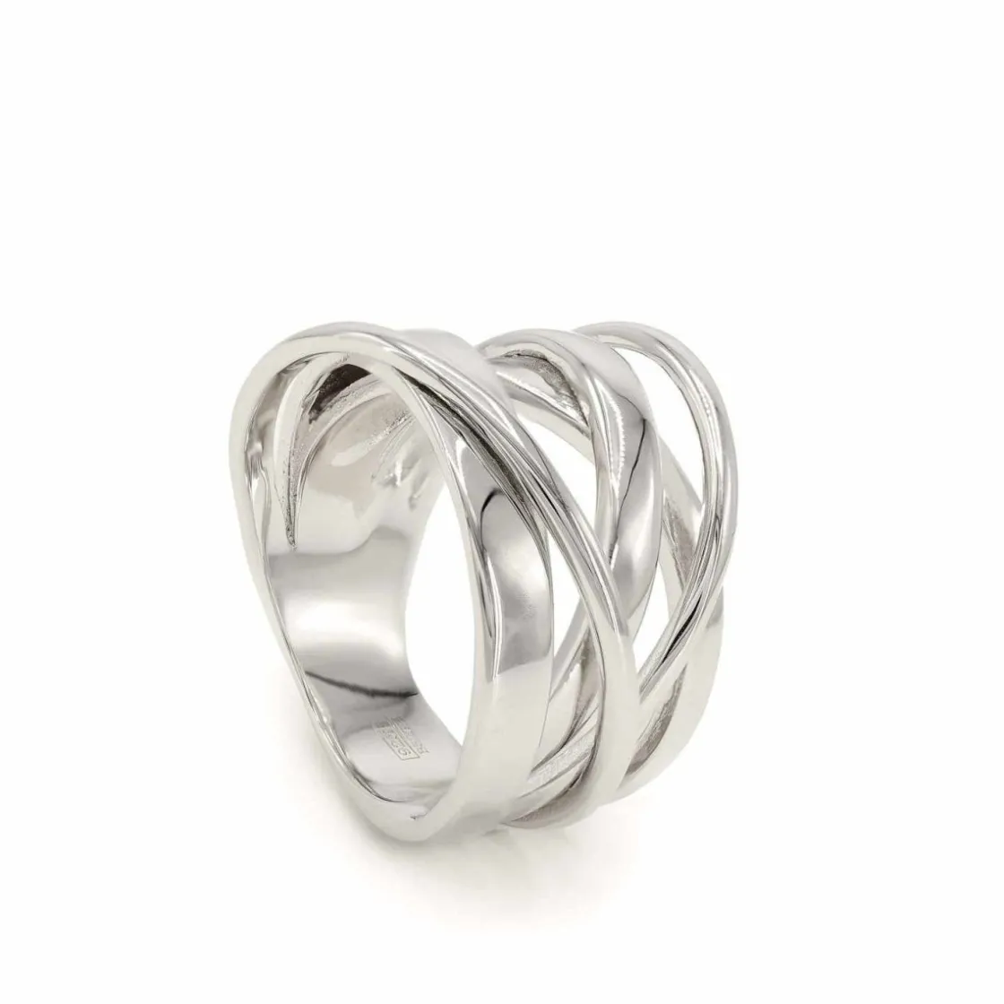 Anillos Especiales | Anillos Grandes | LINEARGENT Anillos grandes de plata irregular entrelazado