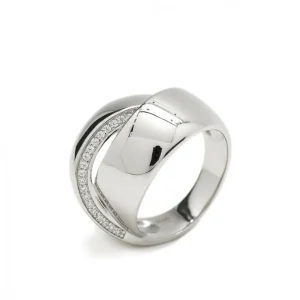 Anillos Grandes | Anillos Circonitas | LINEARGENT Anillos grandes diseño curvilíneo entrelazado con circonitas