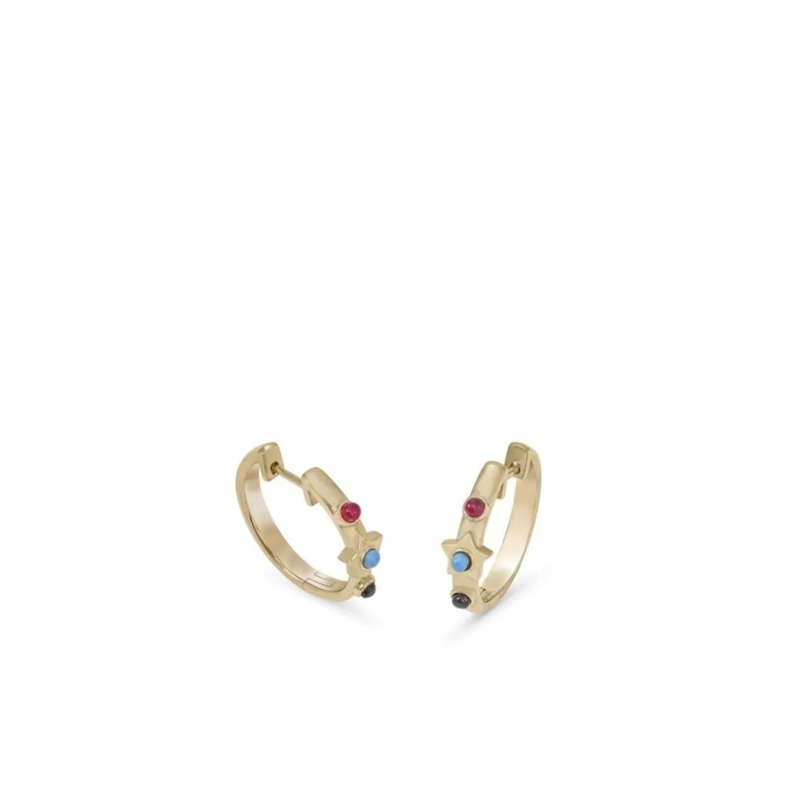 Pendientes Aro | LINEARGENT Aros dorados motivo central estrella y piedras de colores