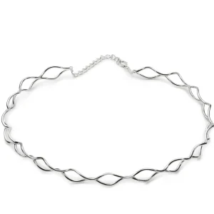Collares Plata Originales | LINEARGENT Choker rígido diseño zig zag de plata