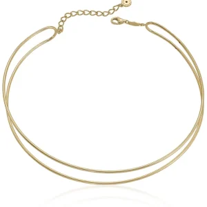 Collares Plata Originales | LINEARGENT Choker rígido doble raíl de plata bañada en oro