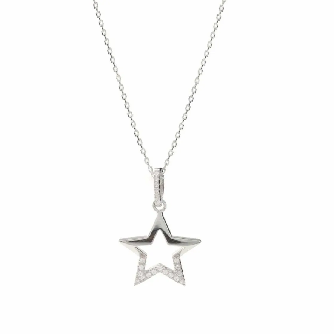 Colgante Brillante | LINEARGENT Colgante brillante de plata con diseño de estrella y detalle de circonitas