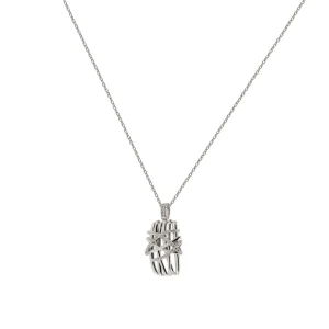 Collares Plata Originales | LINEARGENT Colgante brillante de plata con detalle entrecruzado