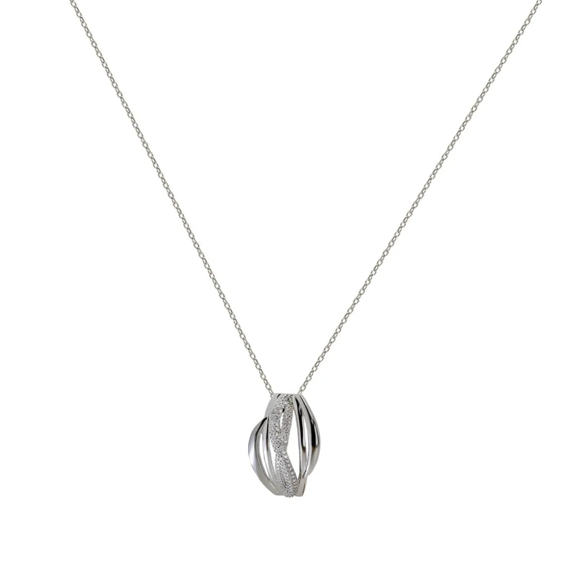 Collares Plata Originales | LINEARGENT Colgante brillante de plata con raíles de plata y bandas de circonita en cruz