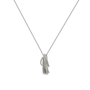 Collares Plata Originales | LINEARGENT Colgante brillante de plata detalle cruzado con circonitas