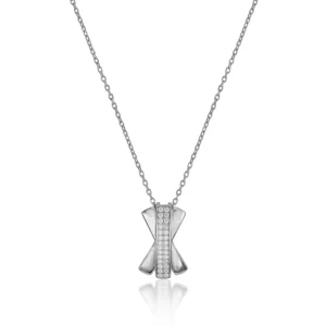 Collares Plata Originales | LINEARGENT Colgante brillante de plata diseño cruz con circonitas