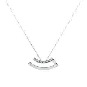 Collares Plata Originales | LINEARGENT Colgante brillante de plata diseño curvilíneo