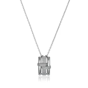 Colgantes Plata Grandes | LINEARGENT Colgante brillante de plata diseño de hebilla