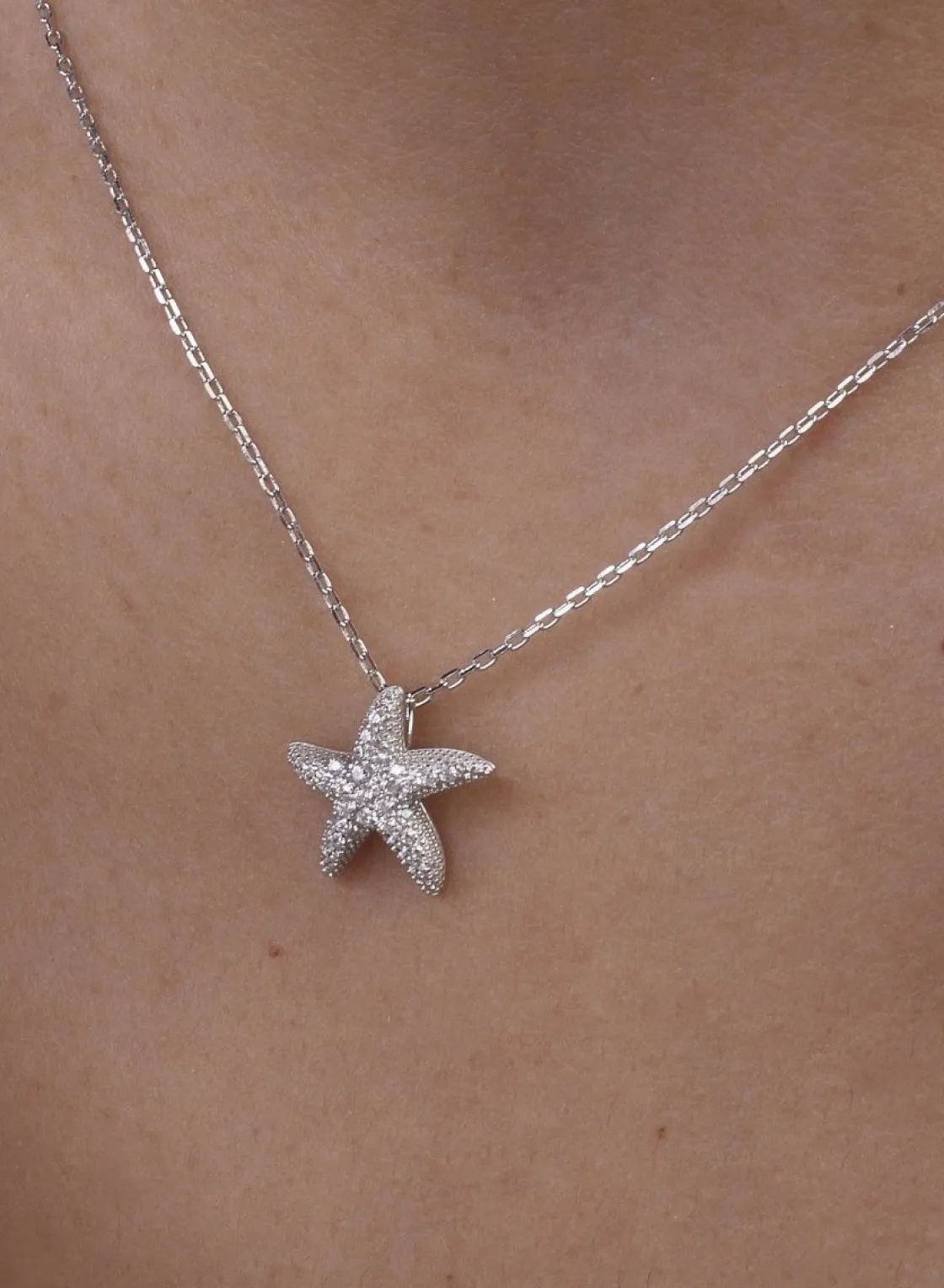 Colgante Brillante | LINEARGENT Colgante brillante de plata motivo estrella de mar