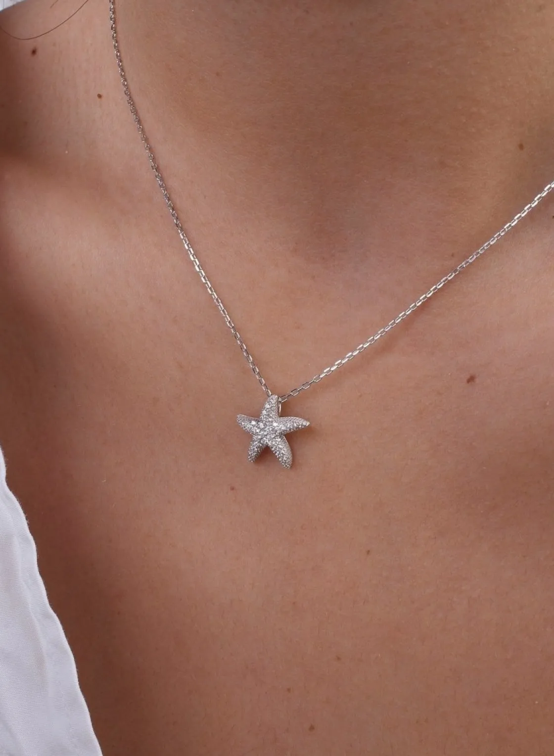 Colgante Brillante | LINEARGENT Colgante brillante de plata motivo estrella de mar