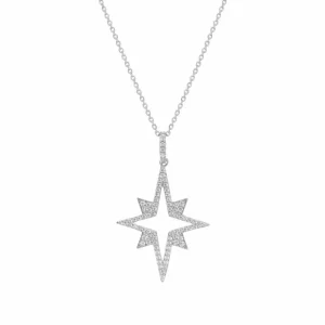 Colgantes Plata Grandes | Colgante Brillante | LINEARGENT Colgante brillante diseño de destello con circonitas