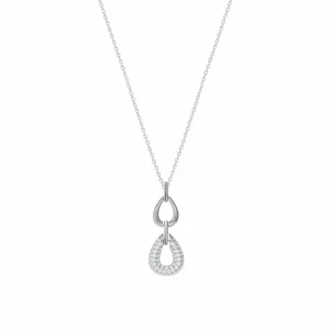Colgante Brillante | LINEARGENT Colgante brillante diseño de doble gota con circonitas