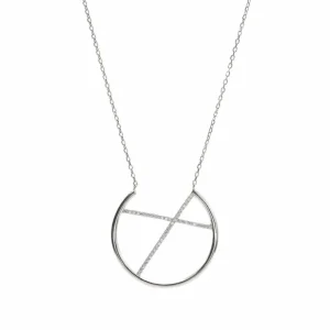 Collares Largos | Colgante Brillante | LINEARGENT Colgante brillante diseño de doble raíl de circonitas