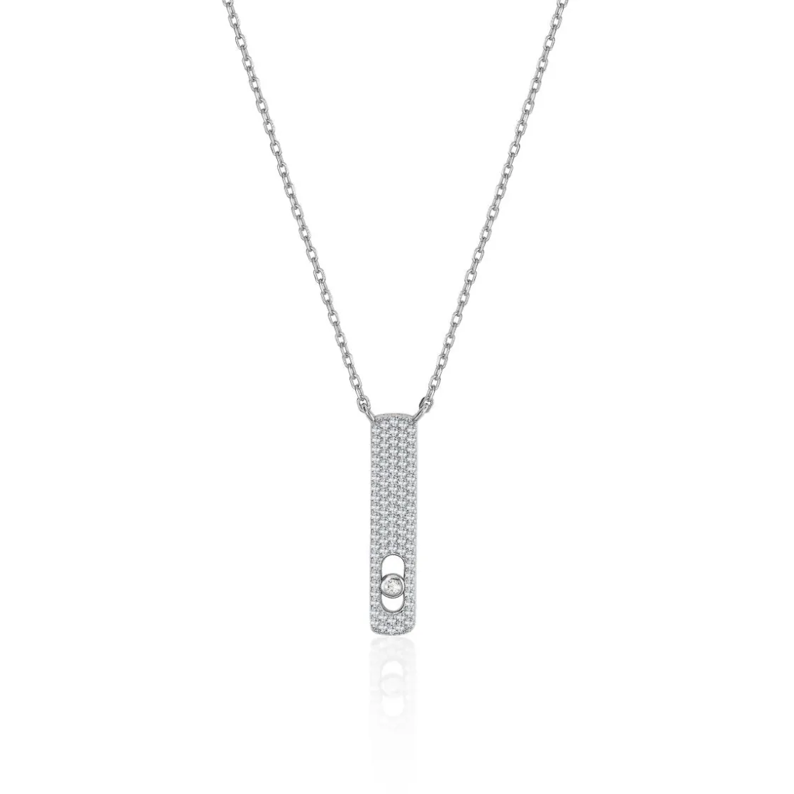 Colgante Brillante | LINEARGENT Colgante brillante motivo vertical con engaste de circonitas