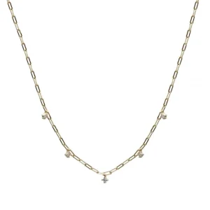 Collares Con Mini Colgantes | Collar Cadena | LINEARGENT Colgante cadena de plata con circonitas colgantes dorado