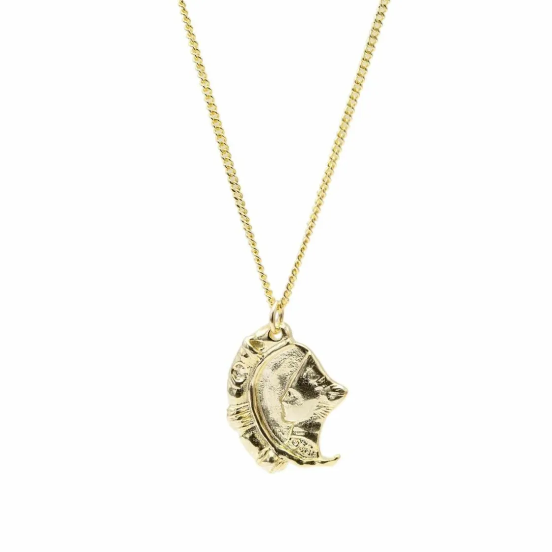 Collar Medalla | LINEARGENT Colgante de plata bañado en oro con motivo de media medalla