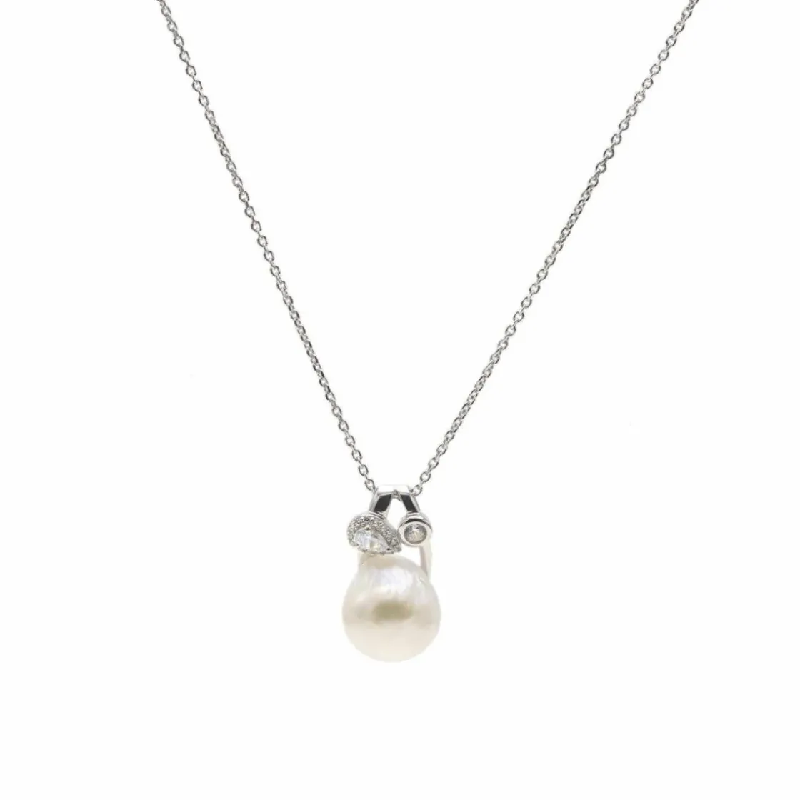 Colgante Perlas | LINEARGENT Colgante de plata con triple motivo de perla cuarzo adamantino y circonitas