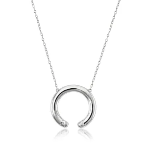 Colgante Brillante | LINEARGENT Colgante de plata diseño circular con obertura y circonitas