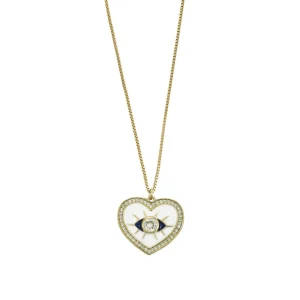 Collar Medalla | LINEARGENT Colgante esmalte en plata diseño ojo blanco