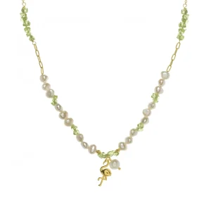Collares Con Piedras | LINEARGENT Colgante perlas con piedras y charm de flamenco
