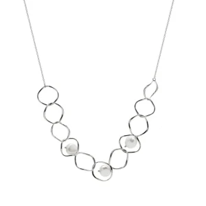 Colgante Perlas | LINEARGENT Colgante perlas de plata diseño eslabones redondos irregulares