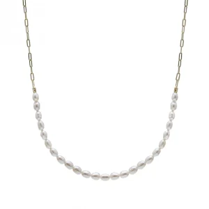 Colgante Perlas | Collares Cortos | LINEARGENT Colgante perlas diseño combinado de cadena paper clip