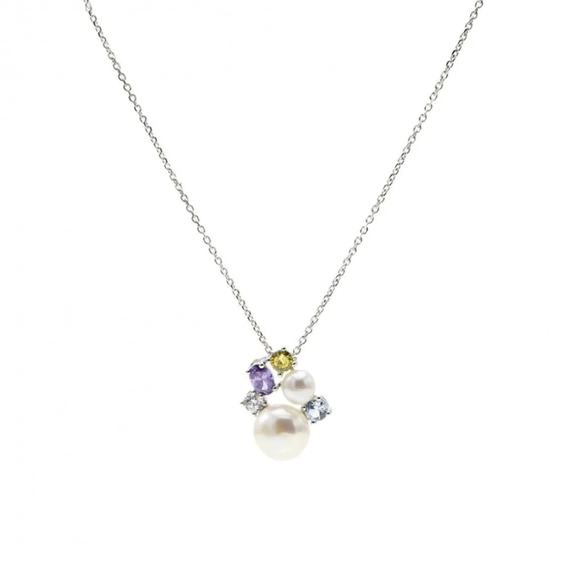 Colgante Perlas | LINEARGENT Colgante perlas en plata diseño doble perla multicolor