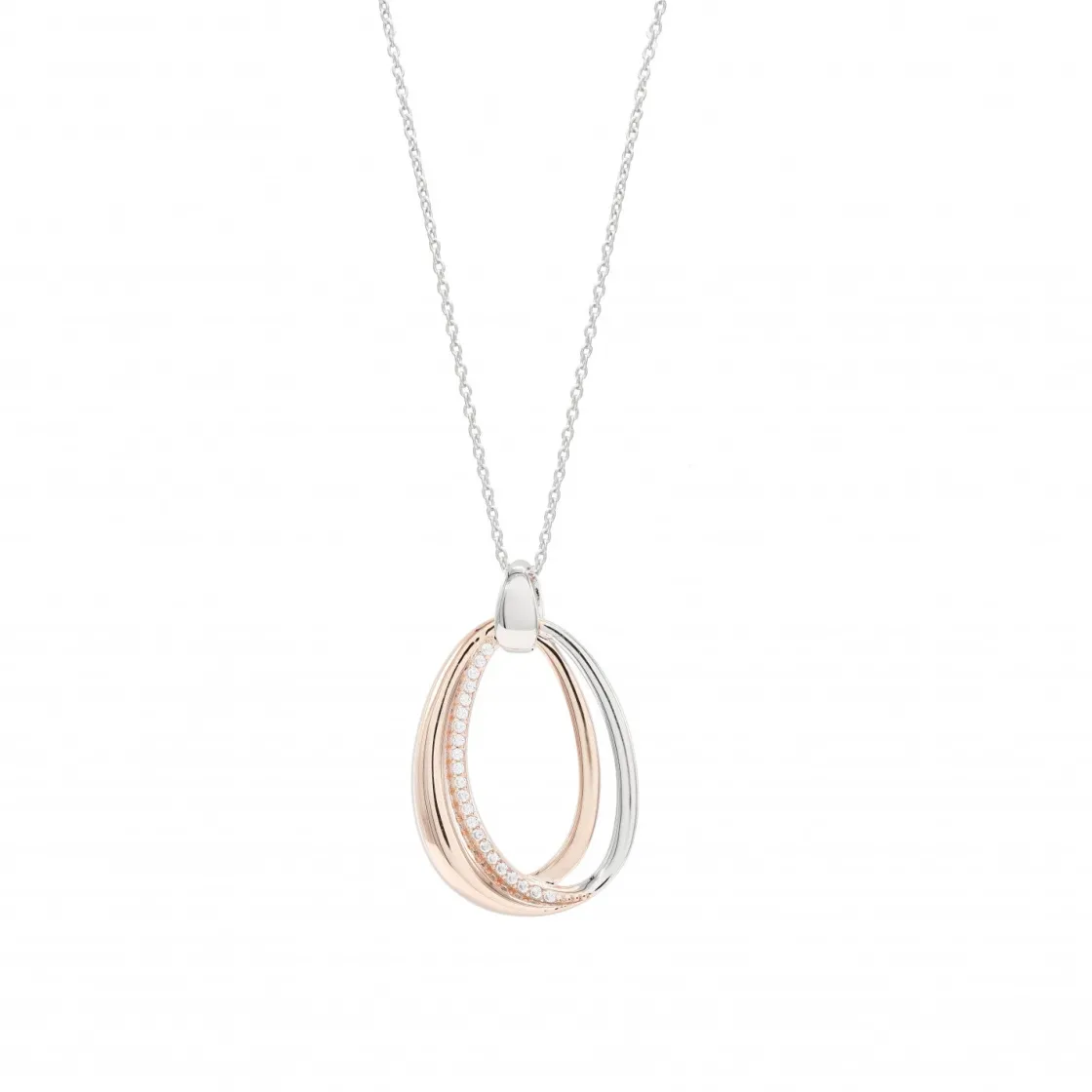 Colgantes Bicolor | LINEARGENT Colgantes bicolor de plata bañada en rosa con motivo de circulo doble.