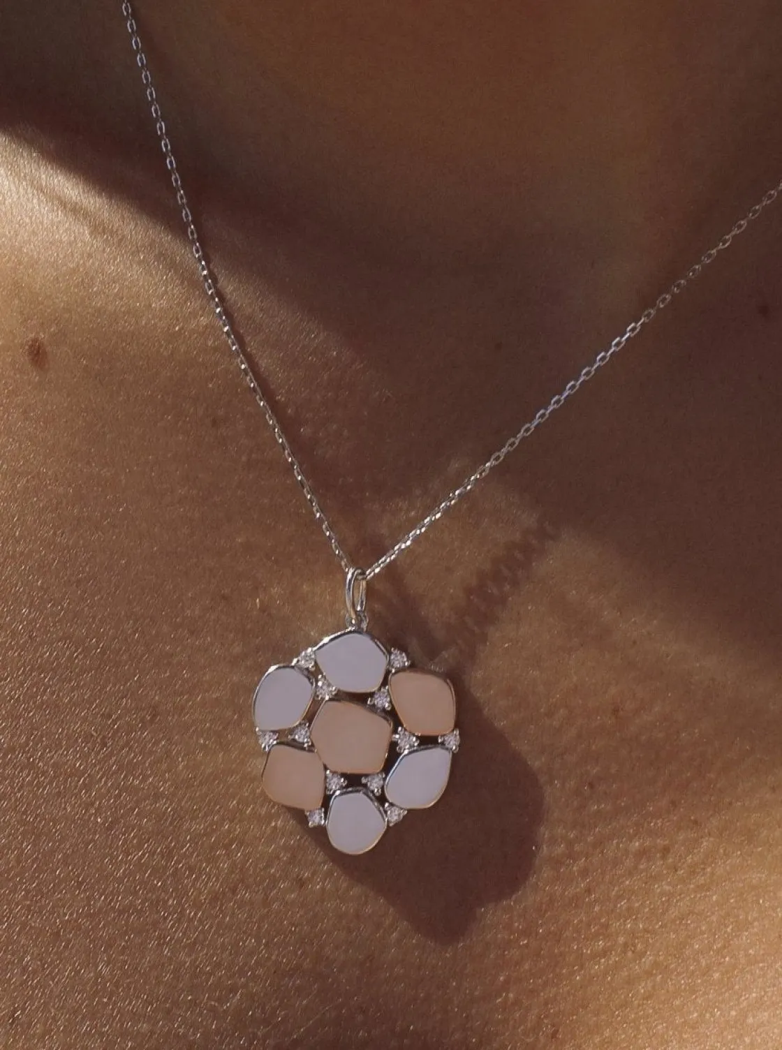 Colgantes Bicolor | LINEARGENT Colgantes bicolor de plata diseño con circonitas