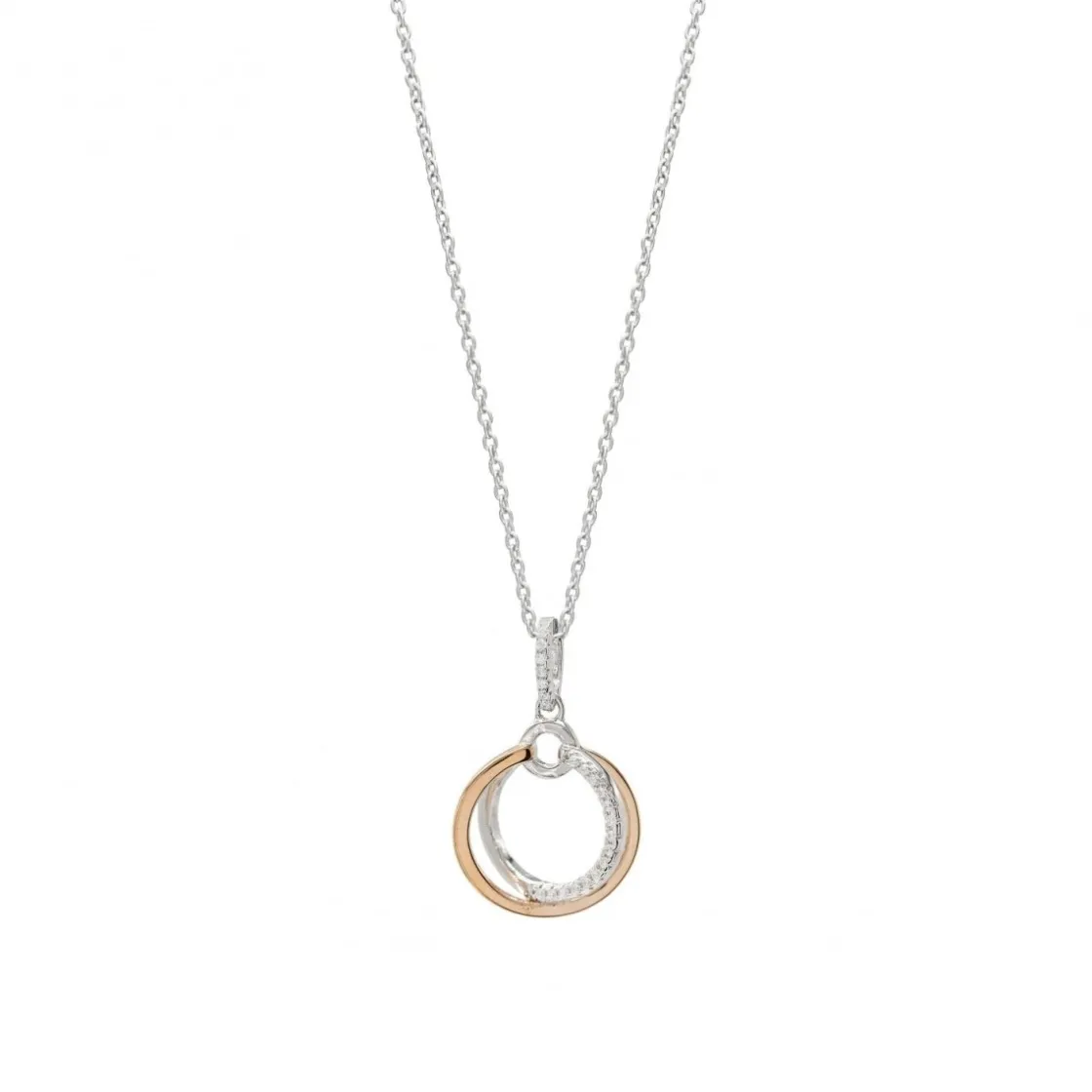 Colgantes Bicolor | LINEARGENT Colgantes bicolor de plata diseño de doble aro y circonita