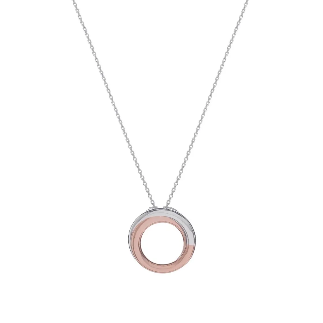 Colgantes Bicolor | LINEARGENT Colgantes bicolor de plata lisa diseño circular en rosa