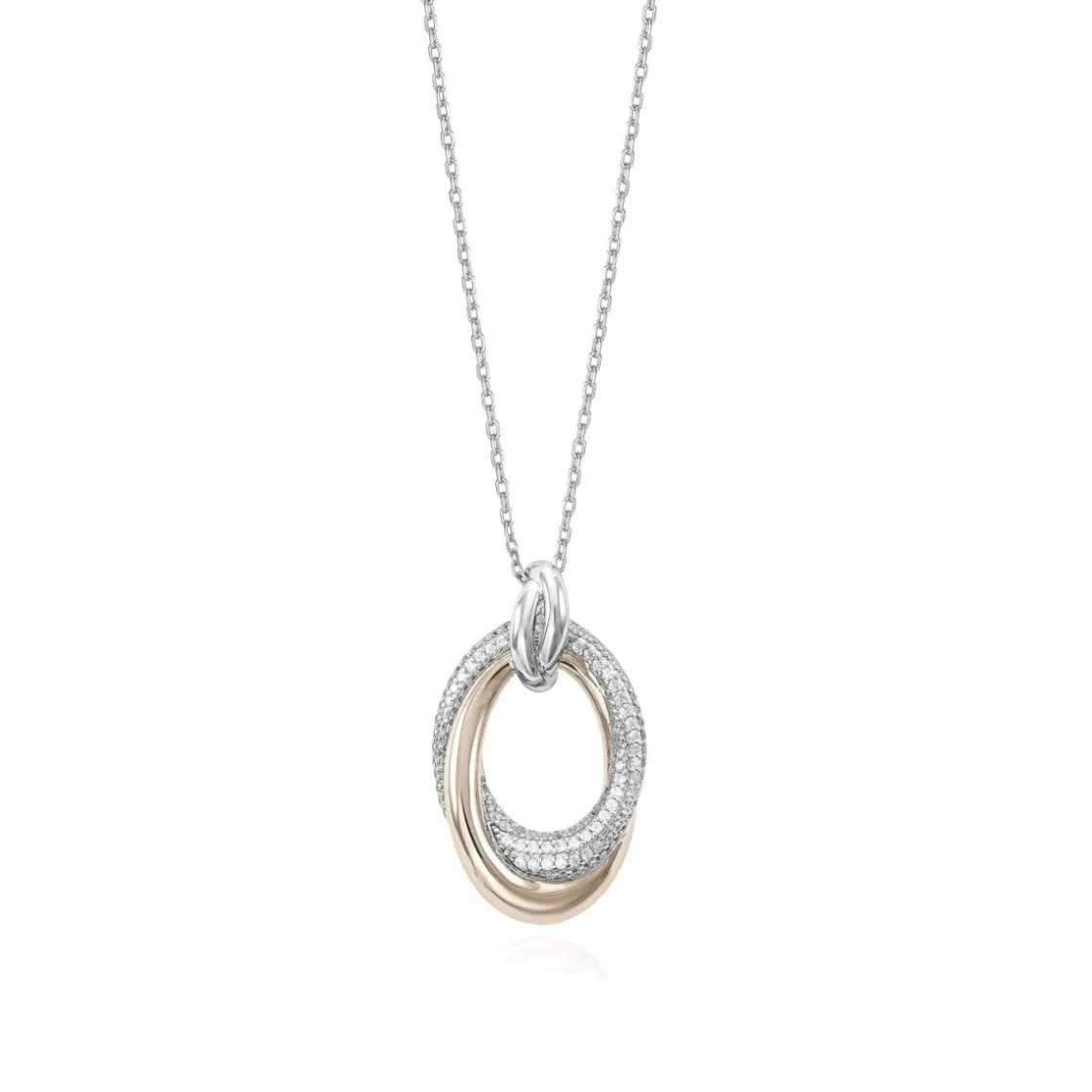 Colgantes Bicolor | LINEARGENT Colgantes bicolor de plata ovalado combinado con circonita