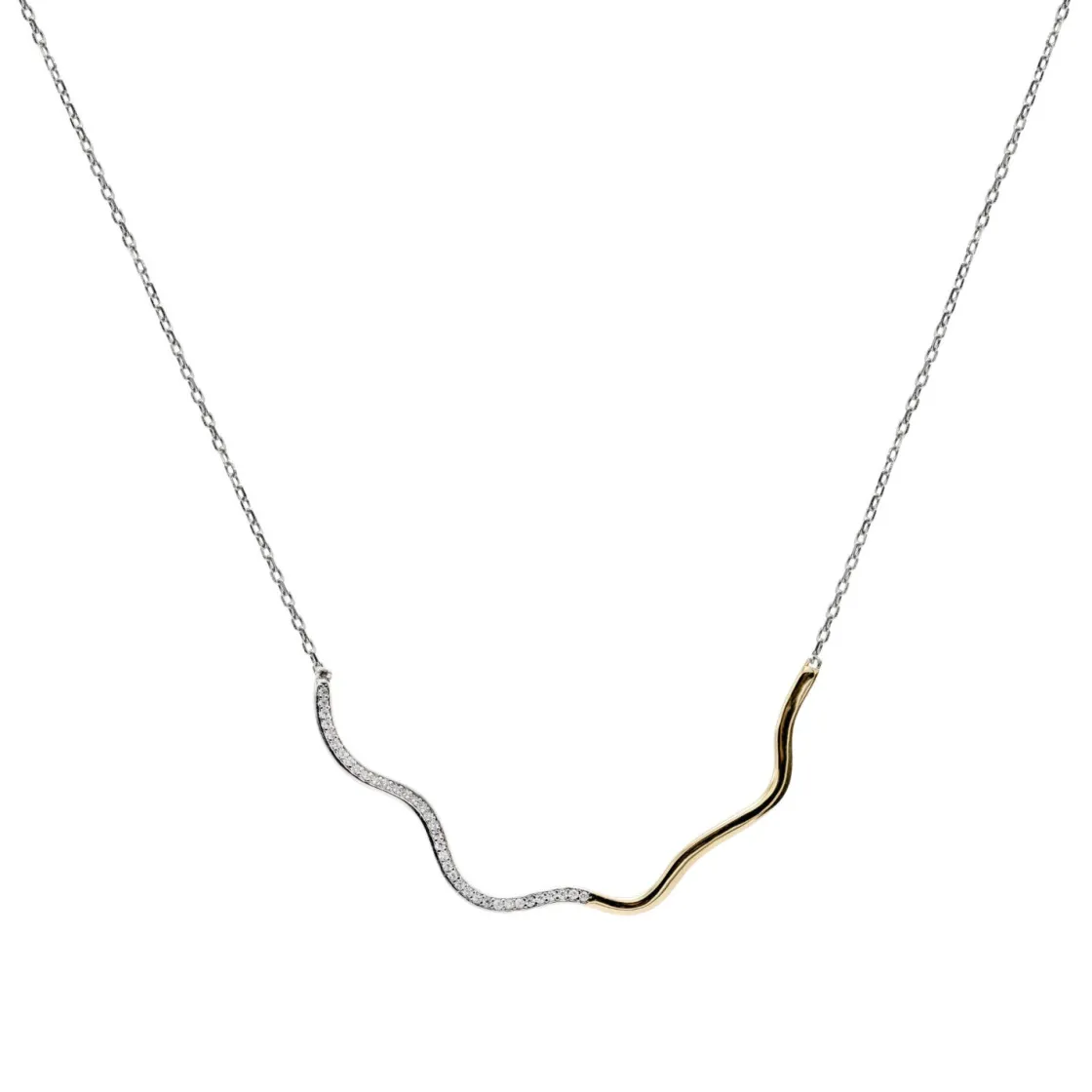 Colgantes Bicolor | Collares Cortos | LINEARGENT Colgantes bicolor diseño de onda con circonitas