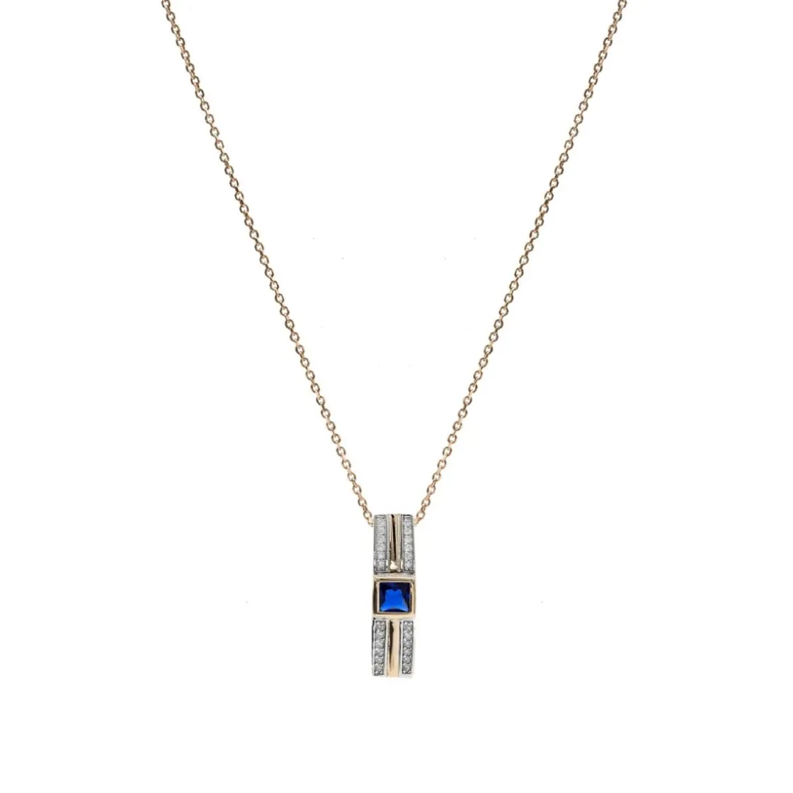 Colgantes Bicolor | Collares Con Piedras | LINEARGENT Colgantes bicolor diseño rectangular con gema central