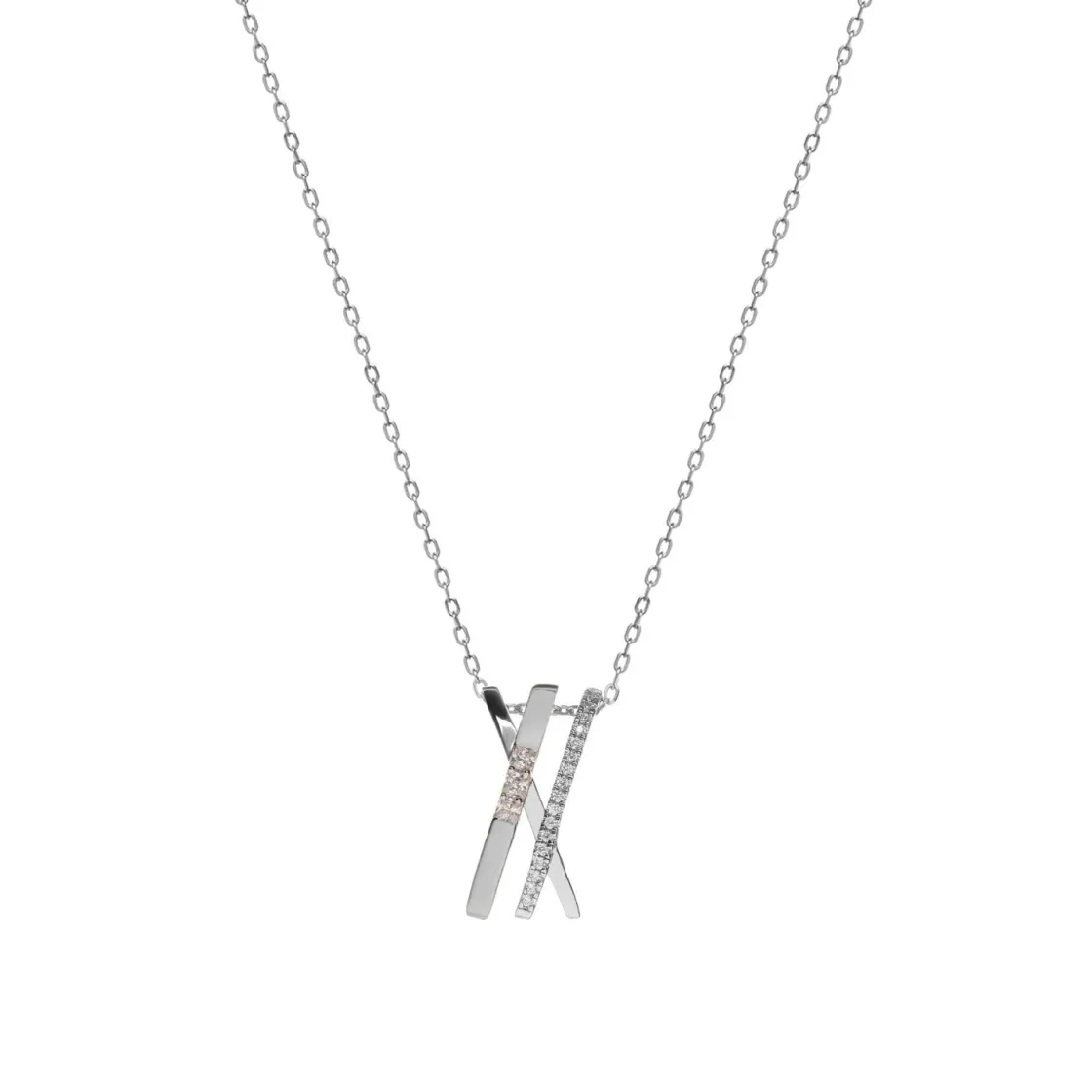 Colgantes Bicolor | Colgante Brillante | LINEARGENT Colgantes bicolor diseño tres carriles cruzados con circonitas