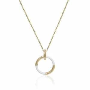 Collares Plata Originales | LINEARGENT Colgantes de plata diseño circular esmalte blanco