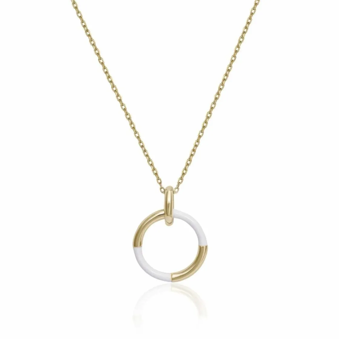 Collares Plata Originales | LINEARGENT Colgantes de plata diseño circular esmalte blanco