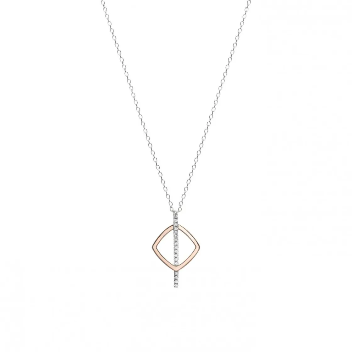 Colgantes Bicolor | LINEARGENT Colgantes de plata diseño cuadrado bicolor en rosa