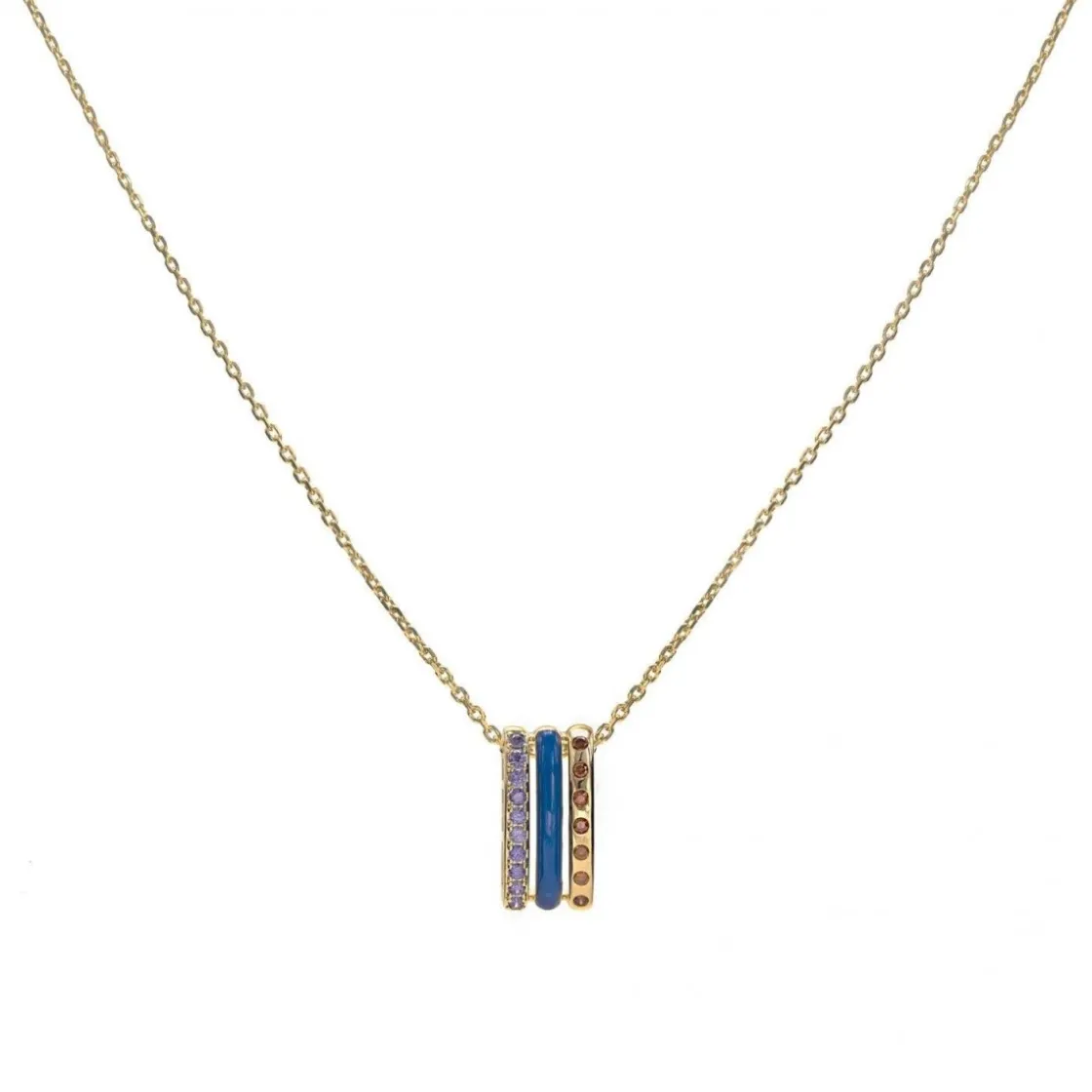 Collares Plata Originales | LINEARGENT Colgantes de plata diseño triple carril azul marino