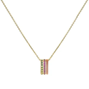Collares Plata Originales | LINEARGENT Colgantes de plata diseño triple carril naranja