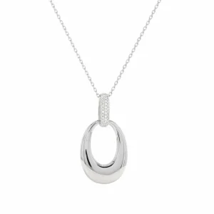 Colgantes Plata Grandes | LINEARGENT Colgantes de plata grandes diseño eslabón con circonitas