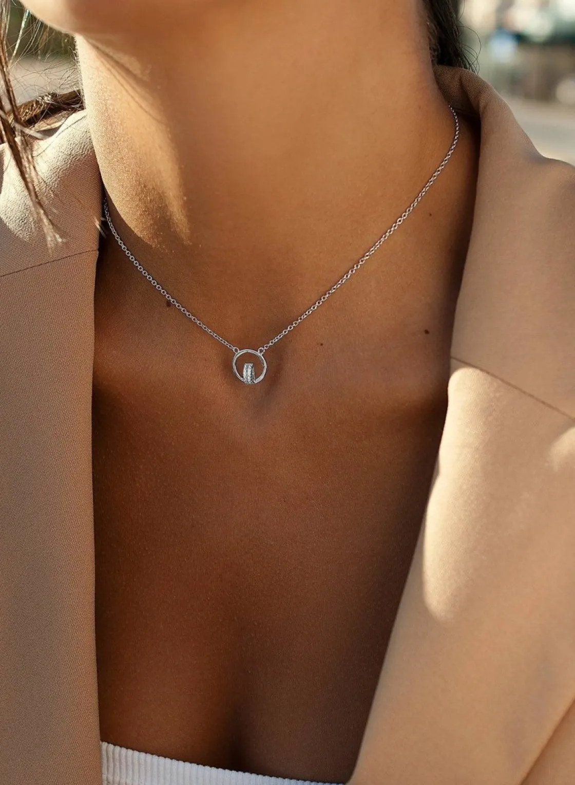 Colgantes Pequeños | LINEARGENT Colgantes pequeños de plata diseño circulo con circonitas