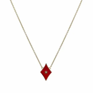 Colgantes Pequeños | LINEARGENT Colgantes pequeños diseño de rombo con esmalte rojo