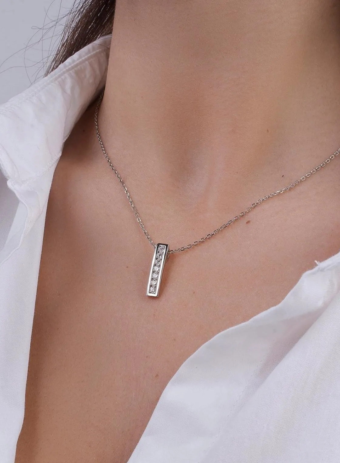 Colgantes Pequeños | Colgante Brillante | LINEARGENT Colgantes pequeños diseño rectangular brillante