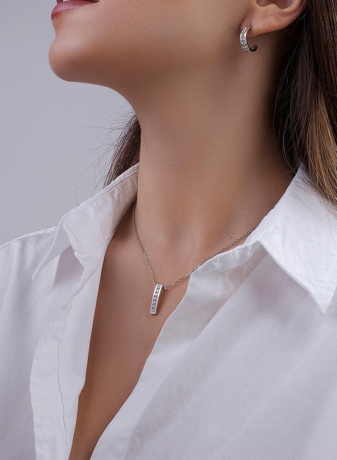 Colgantes Pequeños | Colgante Brillante | LINEARGENT Colgantes pequeños diseño rectangular brillante