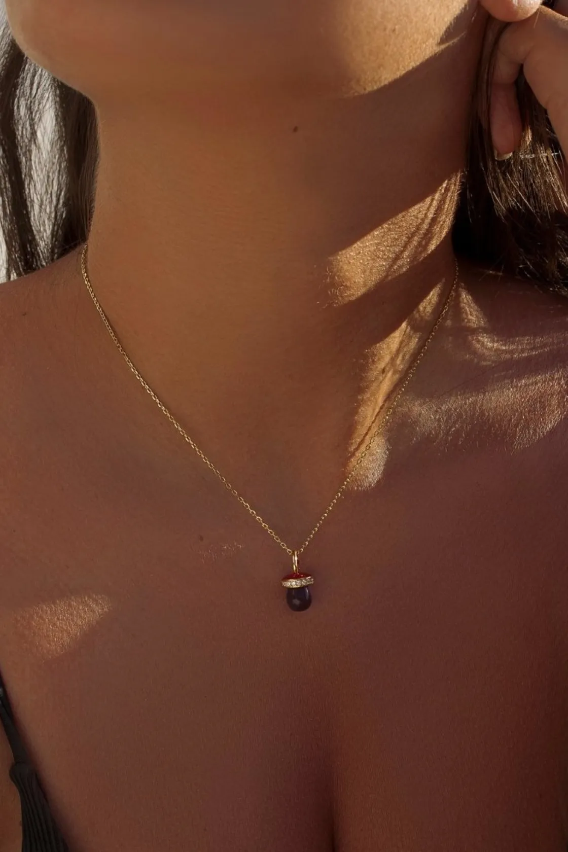 Collares Con Piedras | LINEARGENT Colgantes plata originales con motivo de chupete amatista y esmalte rojo