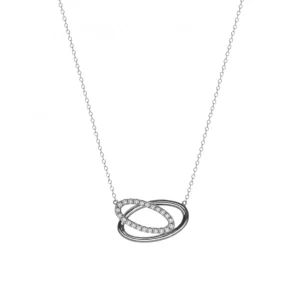 Colgantes Pequeños | Colgante Brillante | LINEARGENT Colgantes plata originales diseño doble óvalo con circonitas