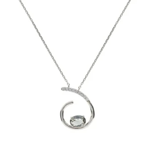 Collares Con Piedras | LINEARGENT Colgantes plata originales diseño semiabierto con piedra central