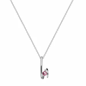 Collares Con Piedras | LINEARGENT Colgantes plata originales diseño zig-zag con gema rosa