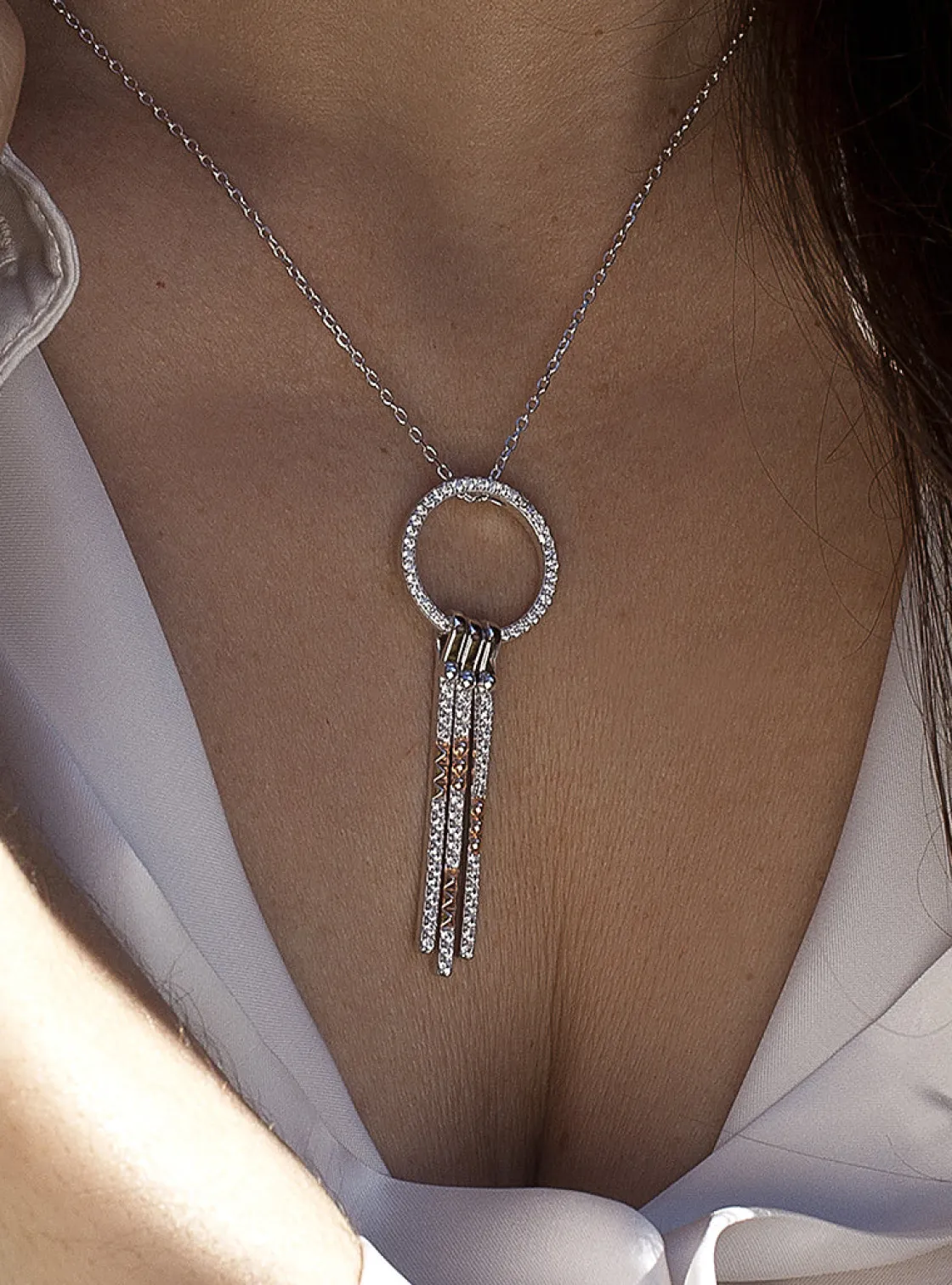 Colgantes Bicolor | LINEARGENT Collar bicolor circular con linieas colgantes